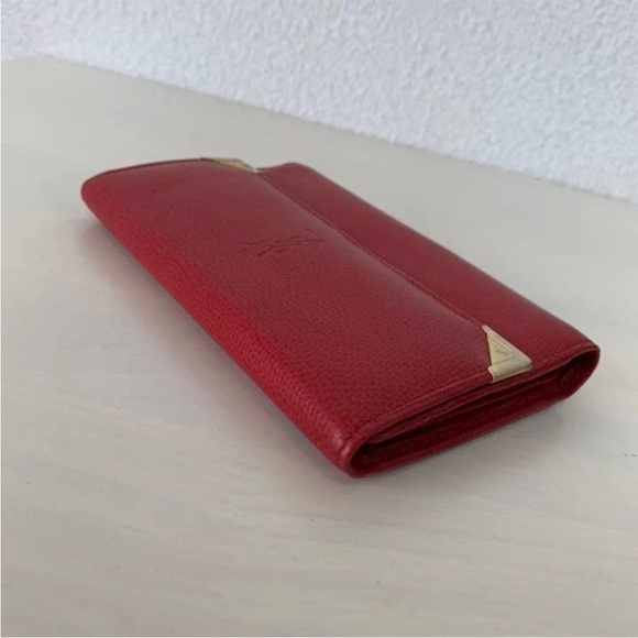 Yves Saint Laurent Red Leather Wallet with Gold Details - Picture 8 of 11